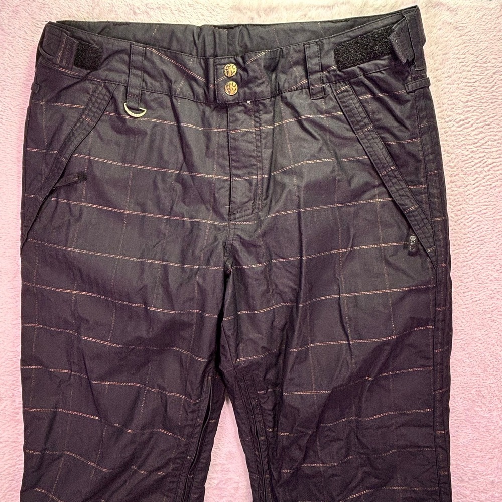 Roxy Women Snow Pants Large Black Pinstripe Utility Ski Snowboard 5K Waterproof - Picture 7 of 13